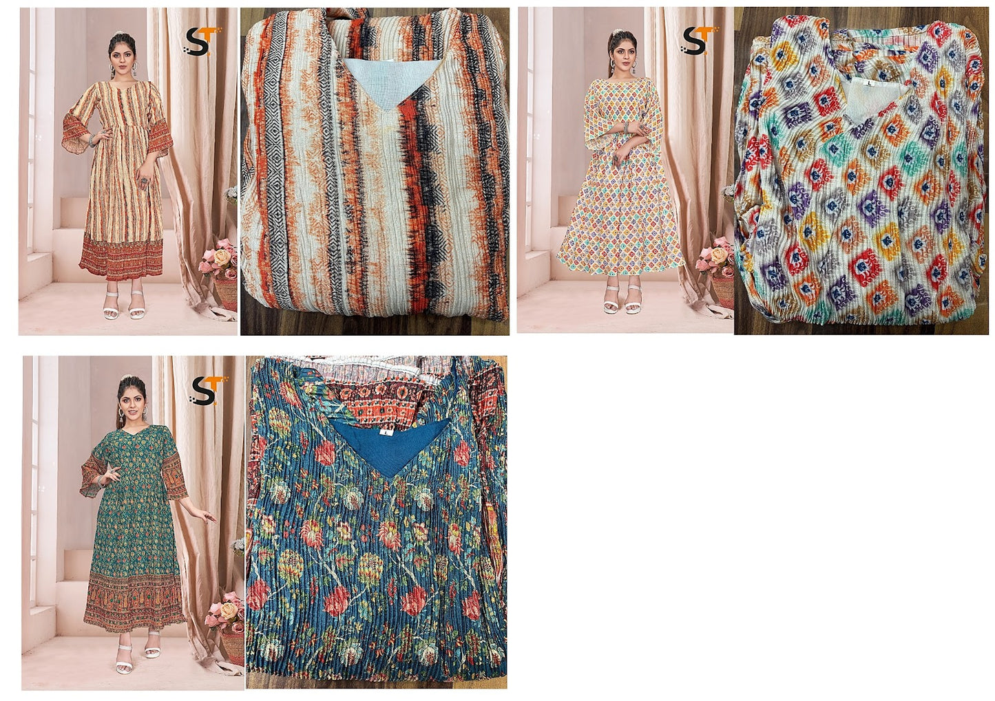 Crushed Salas Chinon Anarkali Kurtis