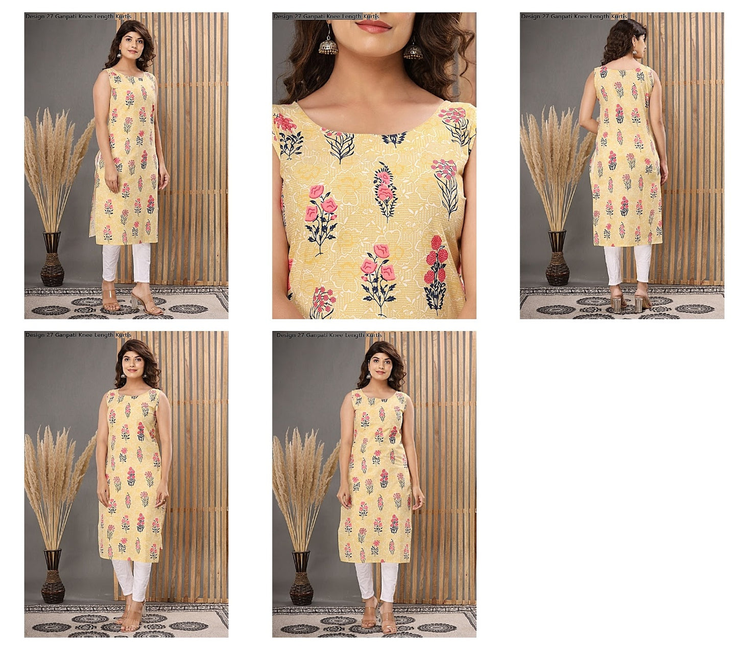 Design 27 Ganpati Cotton Knee Length Kurtis