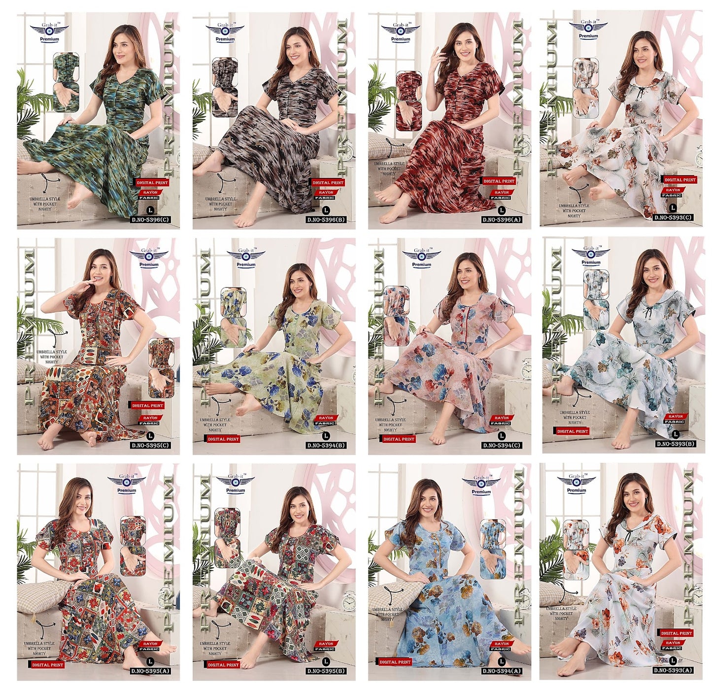 Digital Print 1812 Grab It Rayon Night Gowns