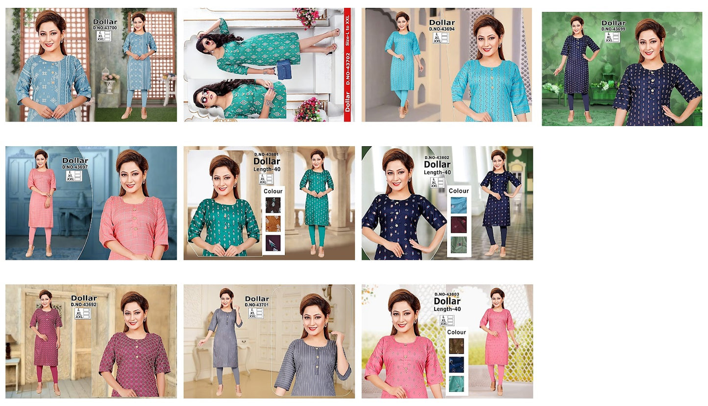 Dollar-A Zoya Rayon Knee Length Kurtis