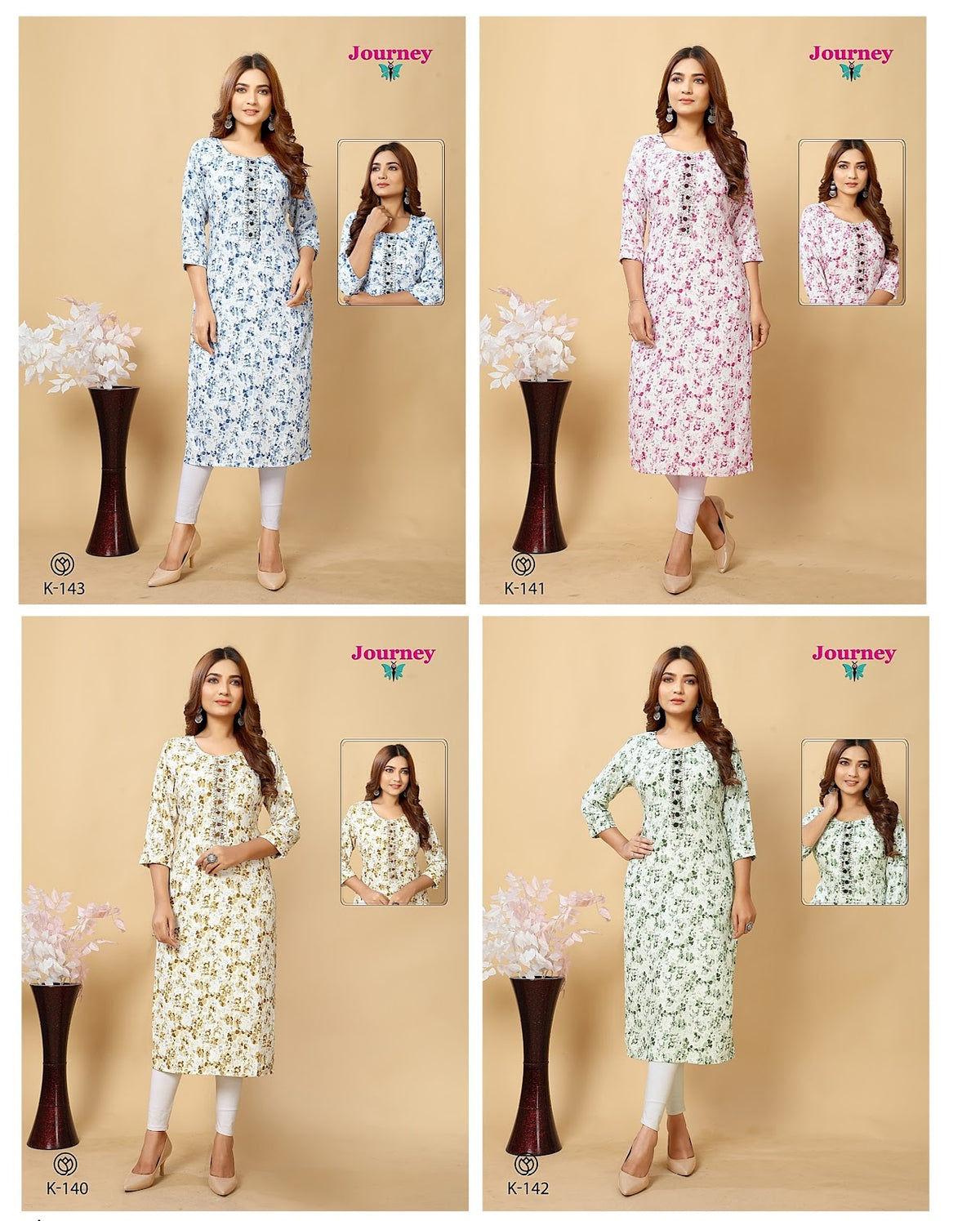 K 140-143 Journey Design Viscose Long Straight Kurti