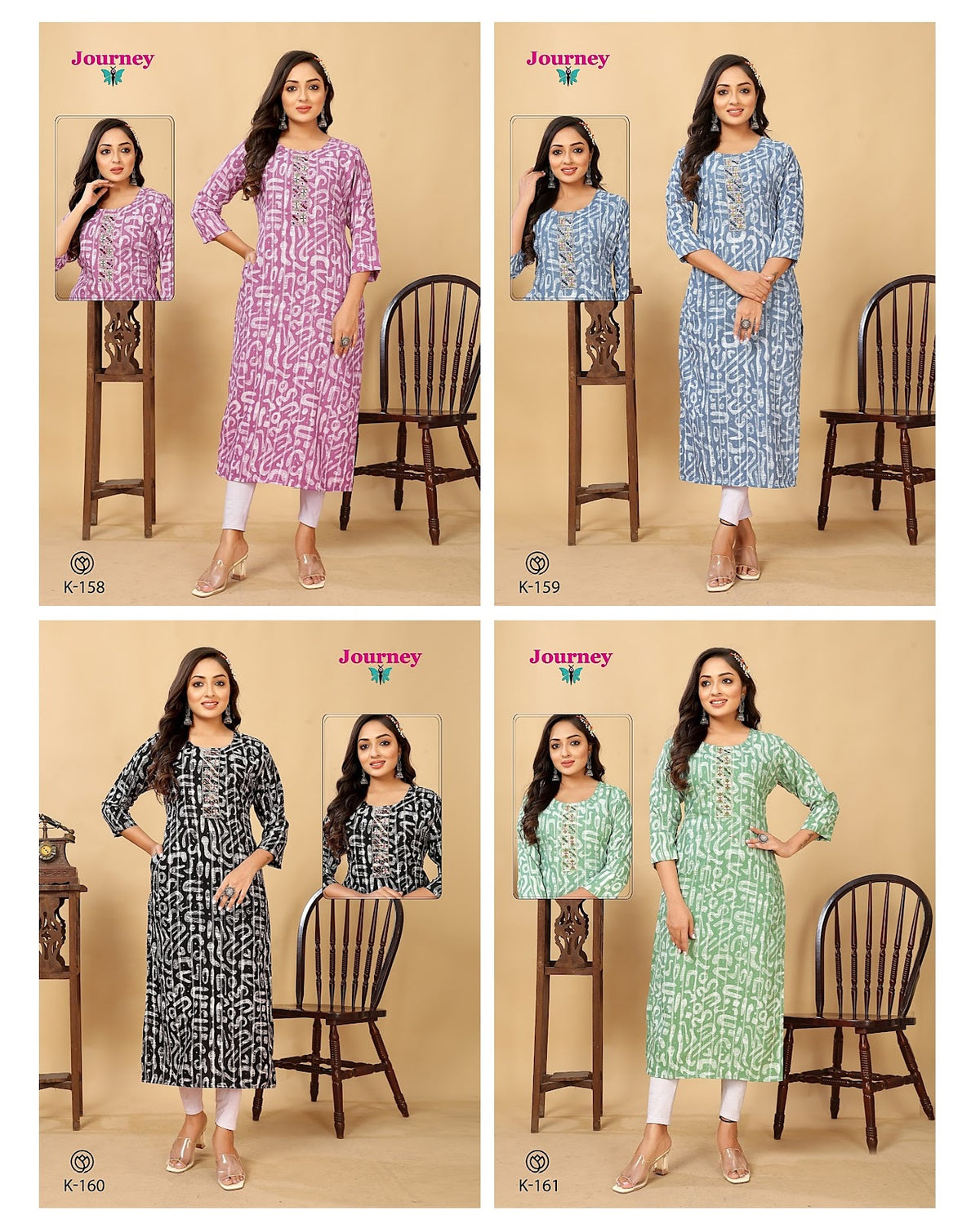 K 158-161 Journey Design Viscose Long Straight Kurti