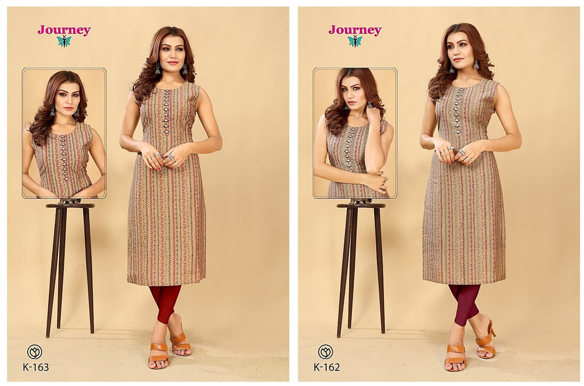 K 162-163 Journey Design Chanderi Long Straight Kurti