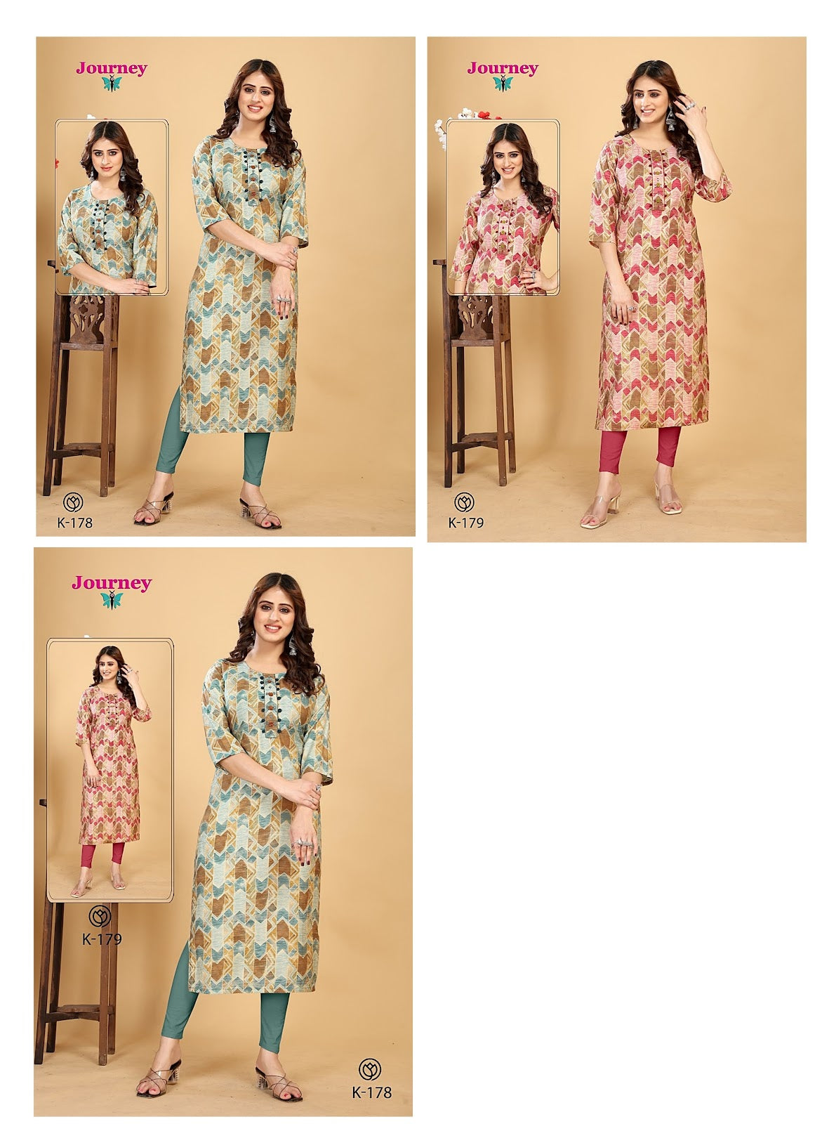 K 178-179 Journey Design Modal Chanderi Long Straight Kurti