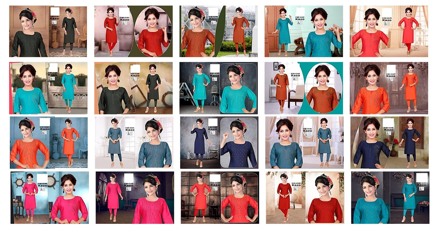 Kazo Zoya Two Tone Straight Cut Kurtis