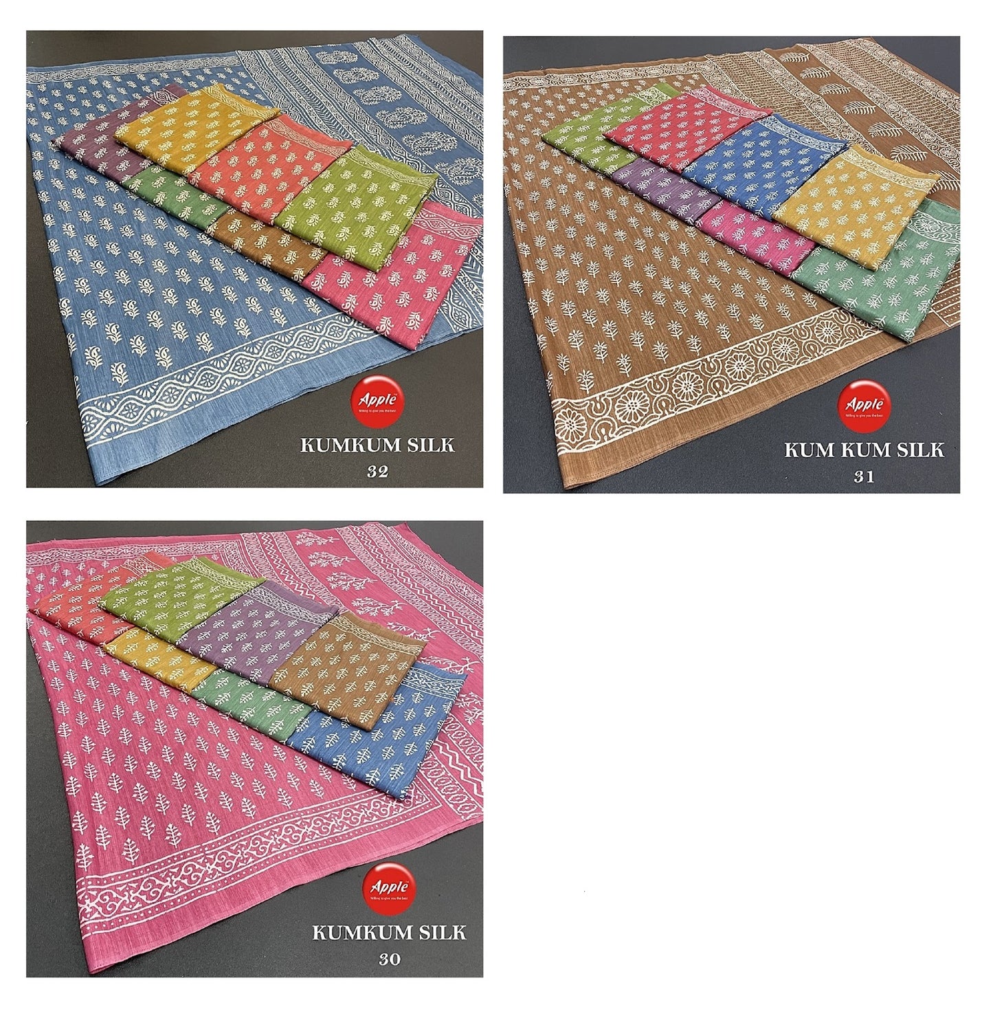 Kumkum Silk 30-31-32 Apple Sarees