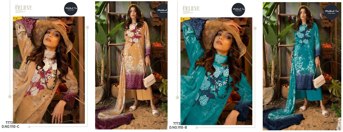 M 1110 Bc Mehboob Tex Cotton Pakistani Salwar Suits