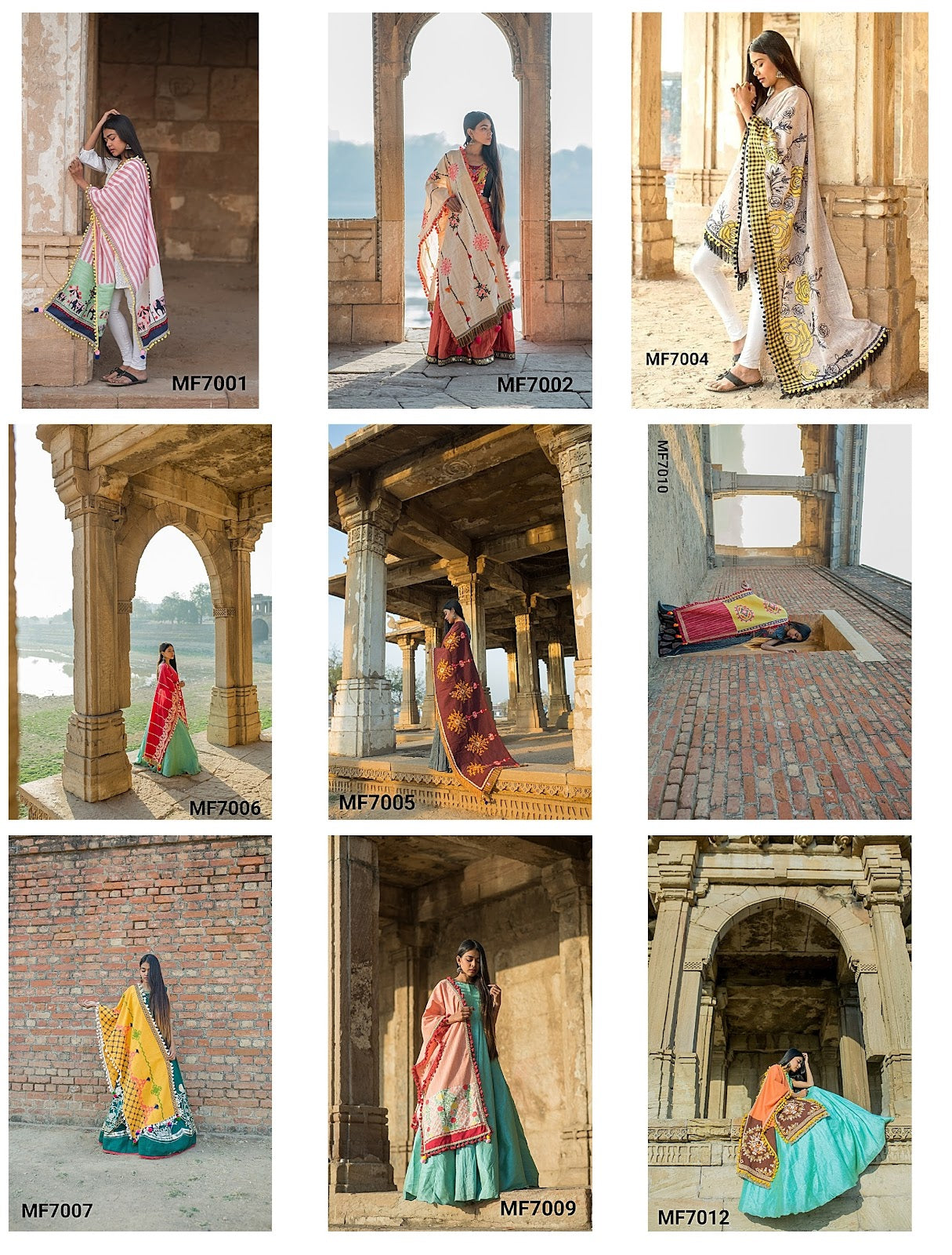Mf 7001-7012 Msm Cotton Khadi Designer Stoles