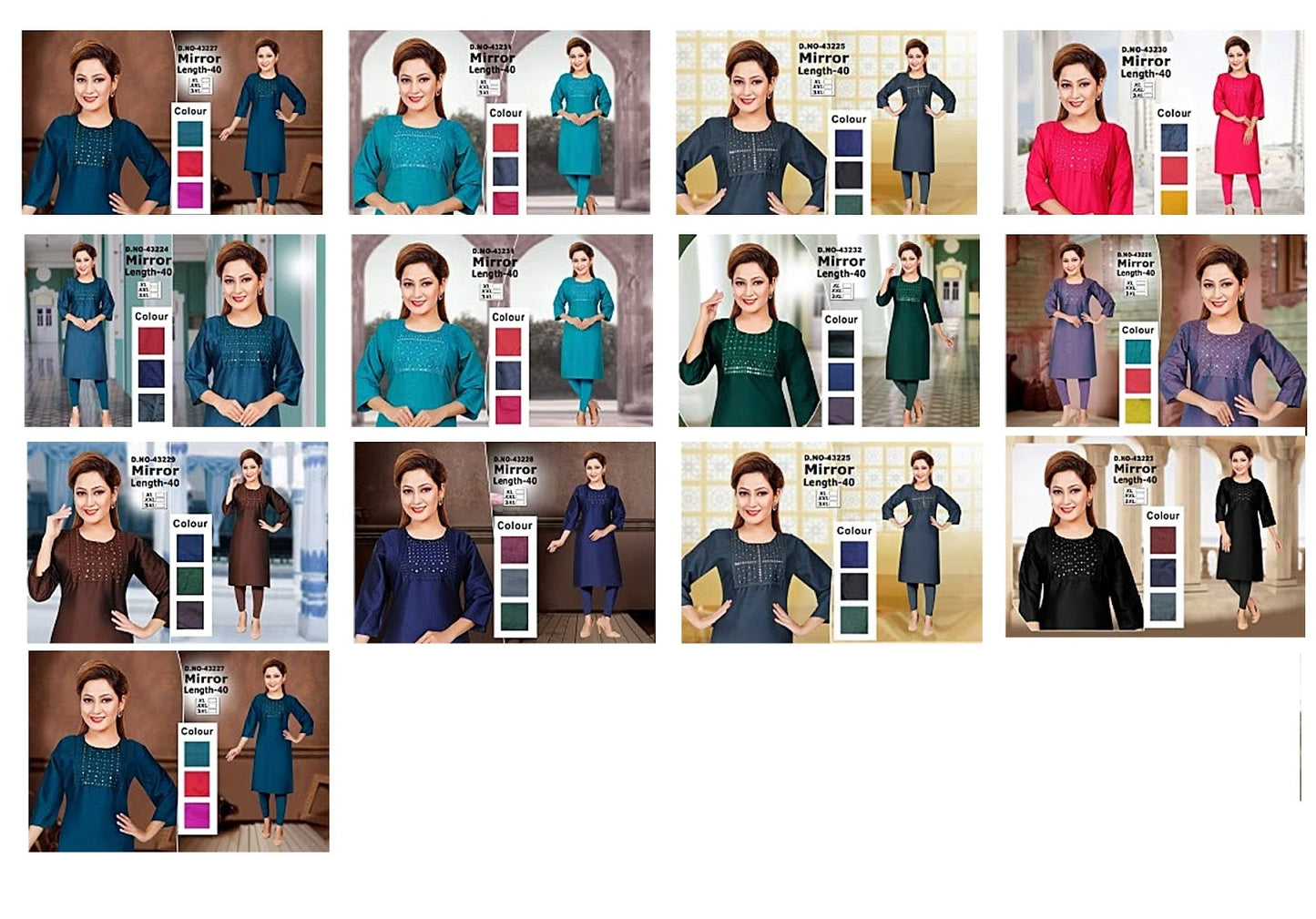 Mirror Zoya Two Tone Straight Cut Kurtis