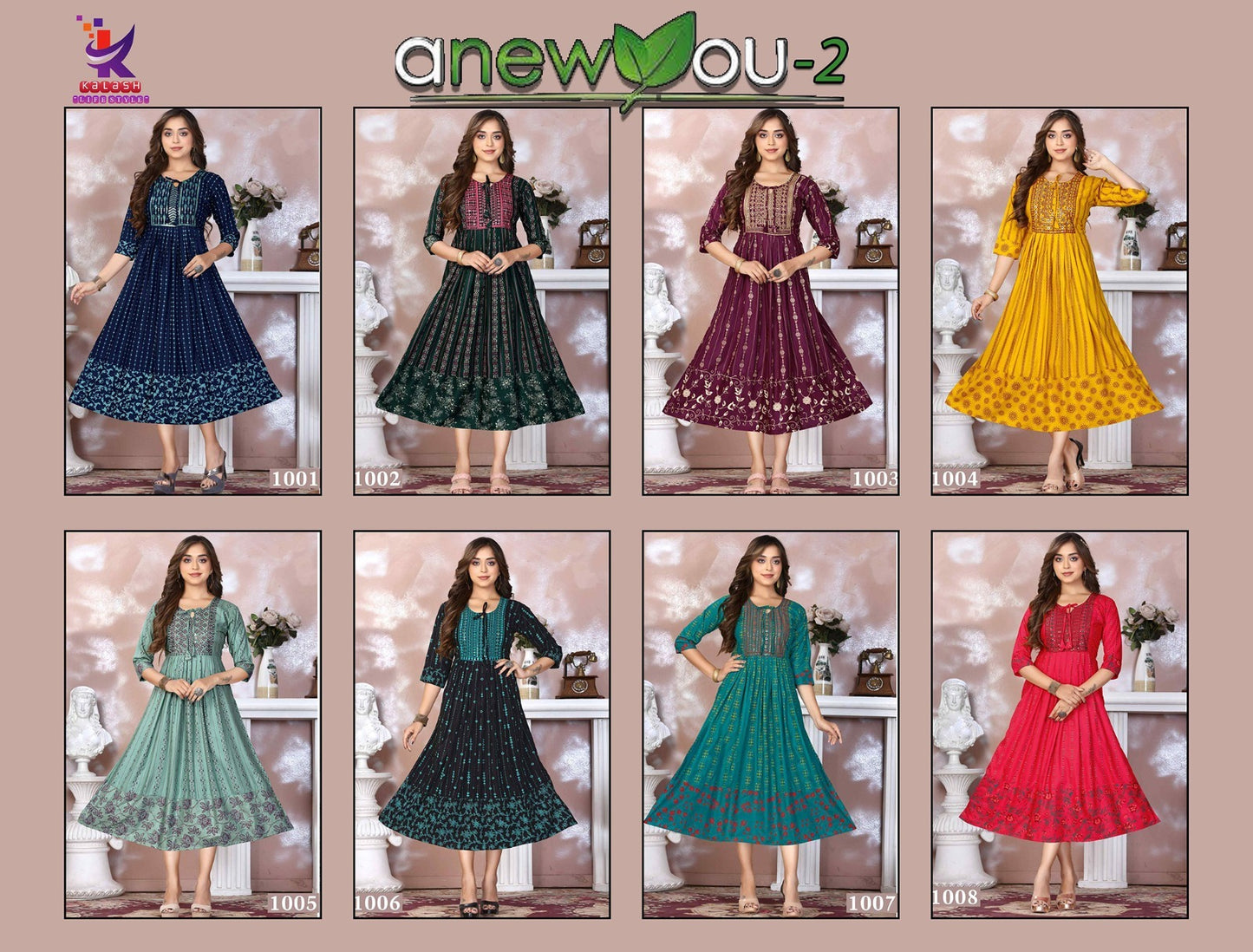 A New You 2 Mlm Kalash Lifestyle Rayon Anarkali Kurtis