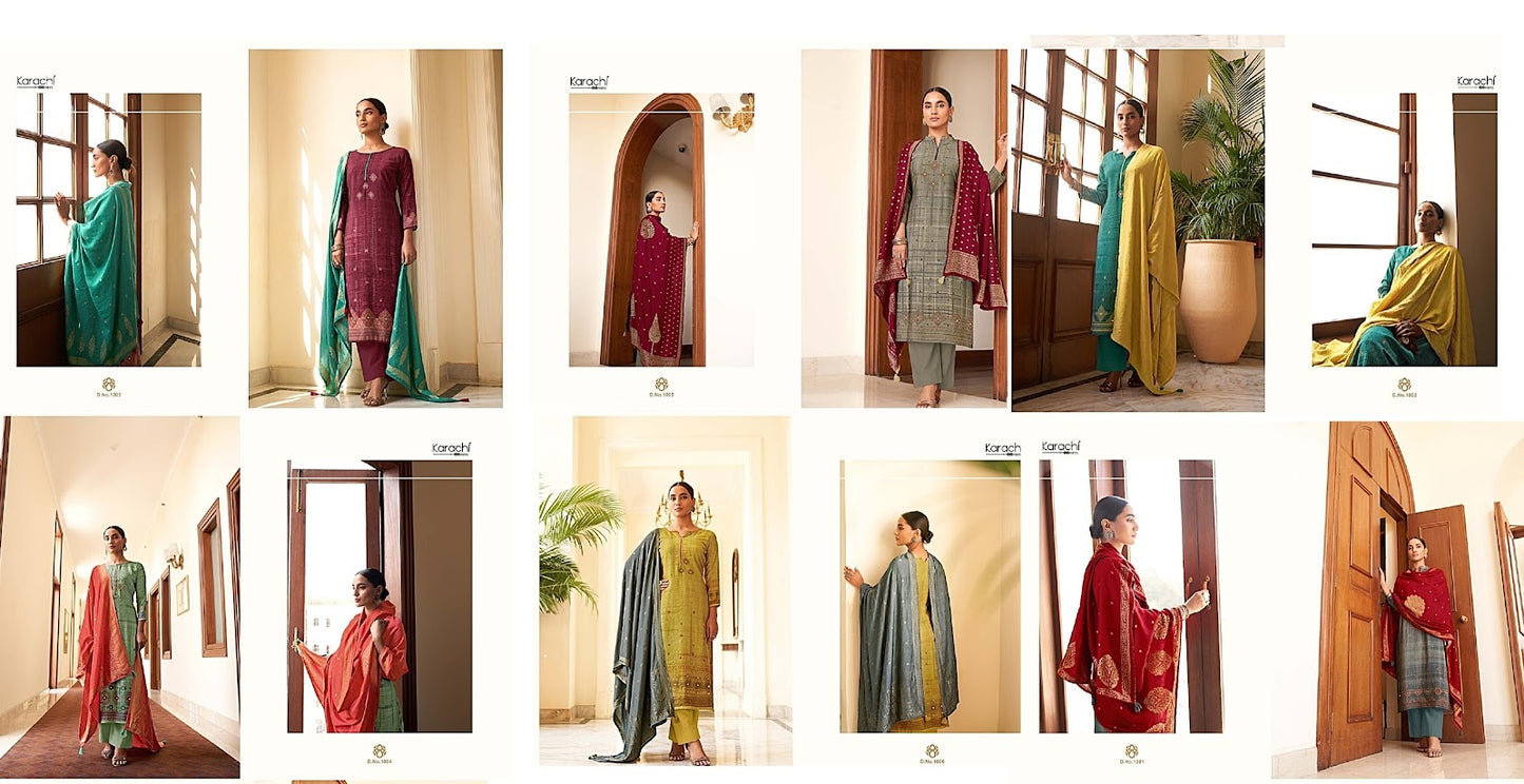 Poshak Karachi Prints Muslin Silk Karachi Salwar Suits