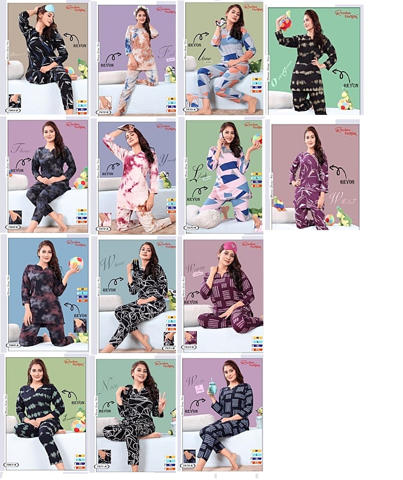 Rayon 1023 Ruchee Fashion Pyjama Night Suits