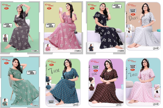 Rayon Ghera F Ruchee Fashion Night Gowns