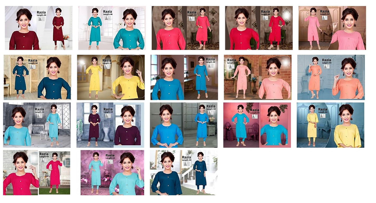 Razia Zoya Two Tone Straight Cut Kurtis