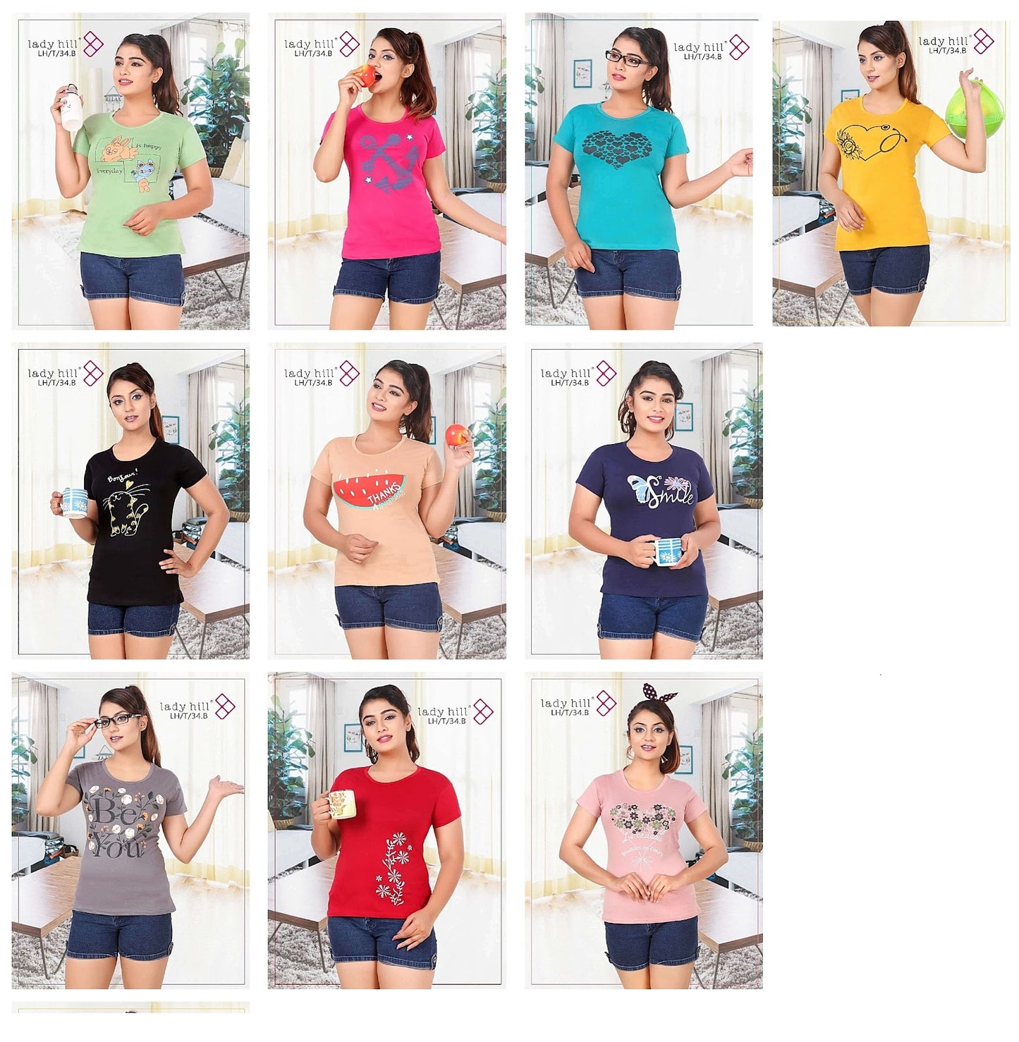Ready At Store-Vol 34 Lady Hill Hosiery Cotton Women Tshirt