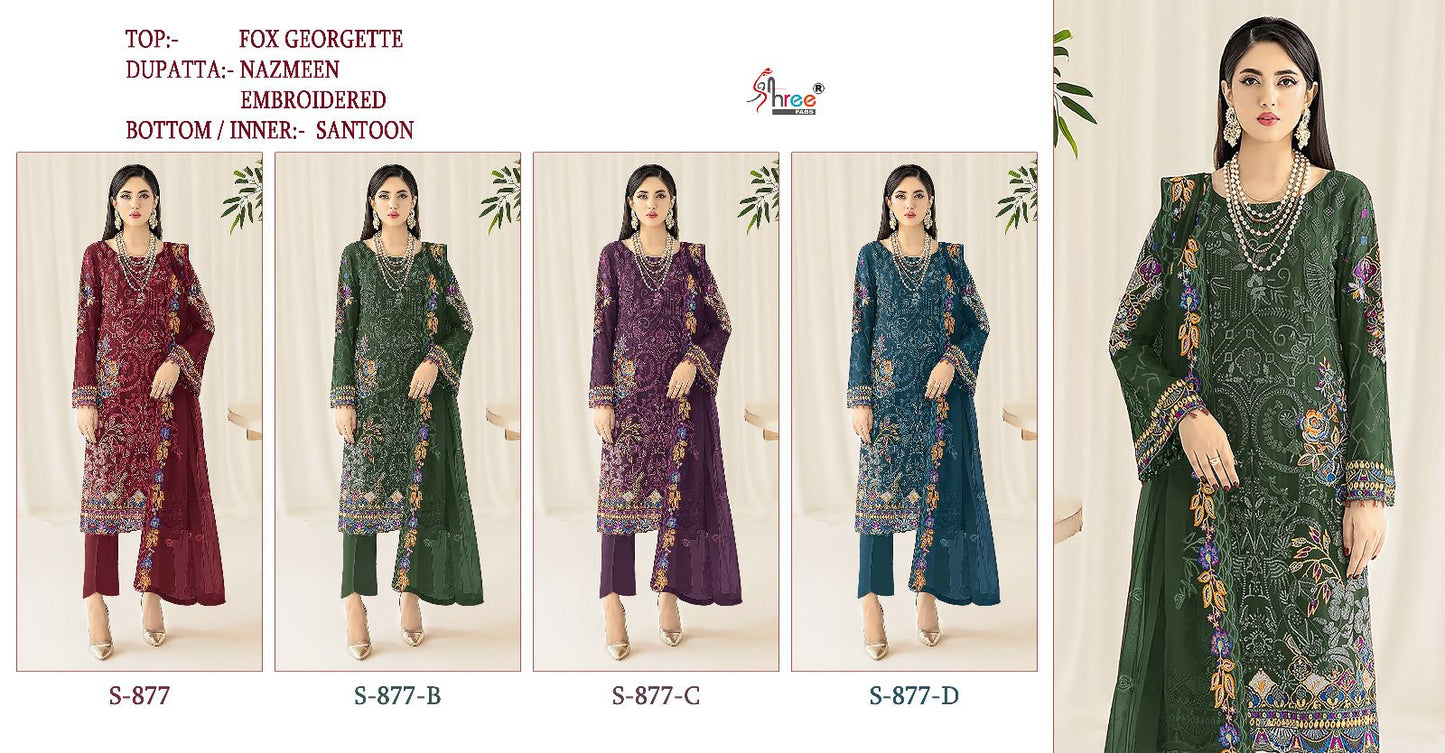 S-877 Shree Fabs Georgette Pakistani Salwar Suits