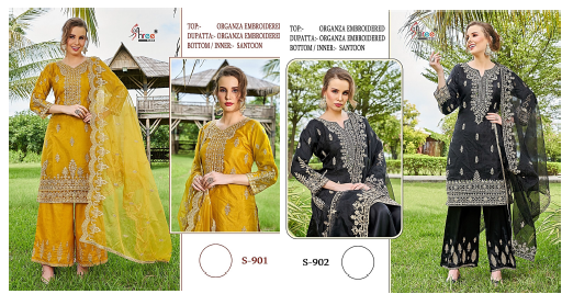 S 901 N 902 Shree Fabs Organza Pakistani Salwar Suits