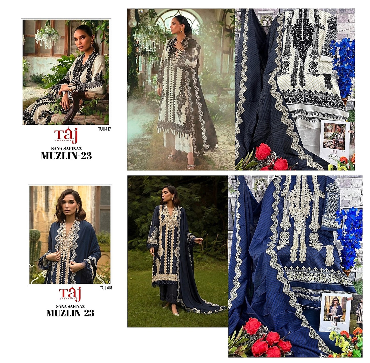 Sana Safinaz Muzlin 23 417-418 Taj Creations Cotton Pakistani Salwar Suits