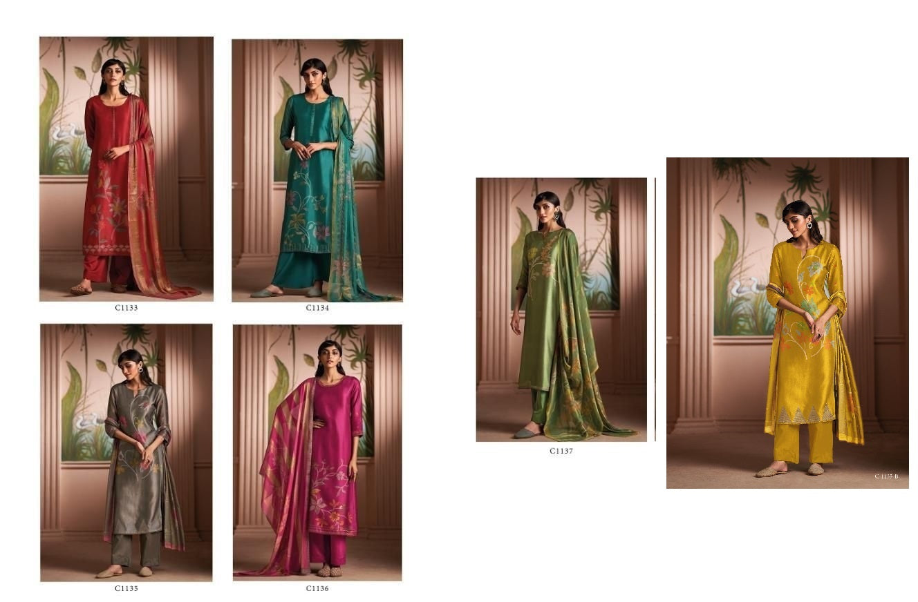 Shanaya Ganga Russian Silk Plazzo Style Suits