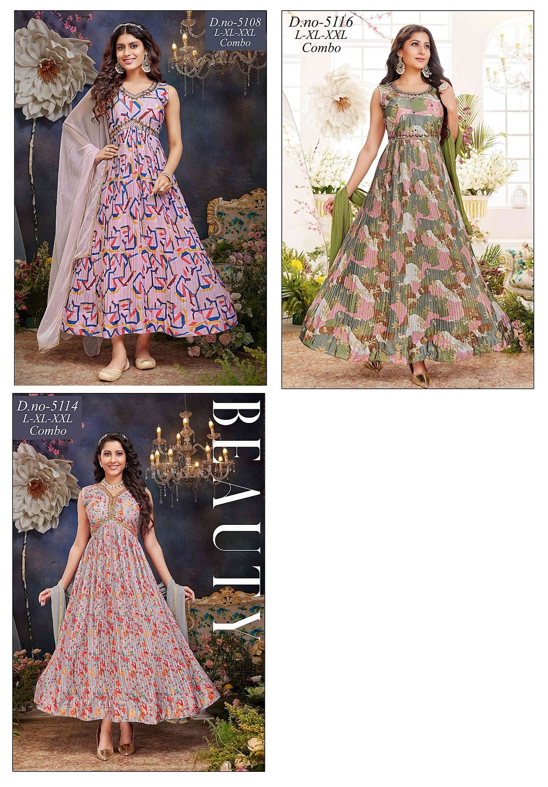 Single Colour-C Kalyan Chinon Readymade Anarkali Suits