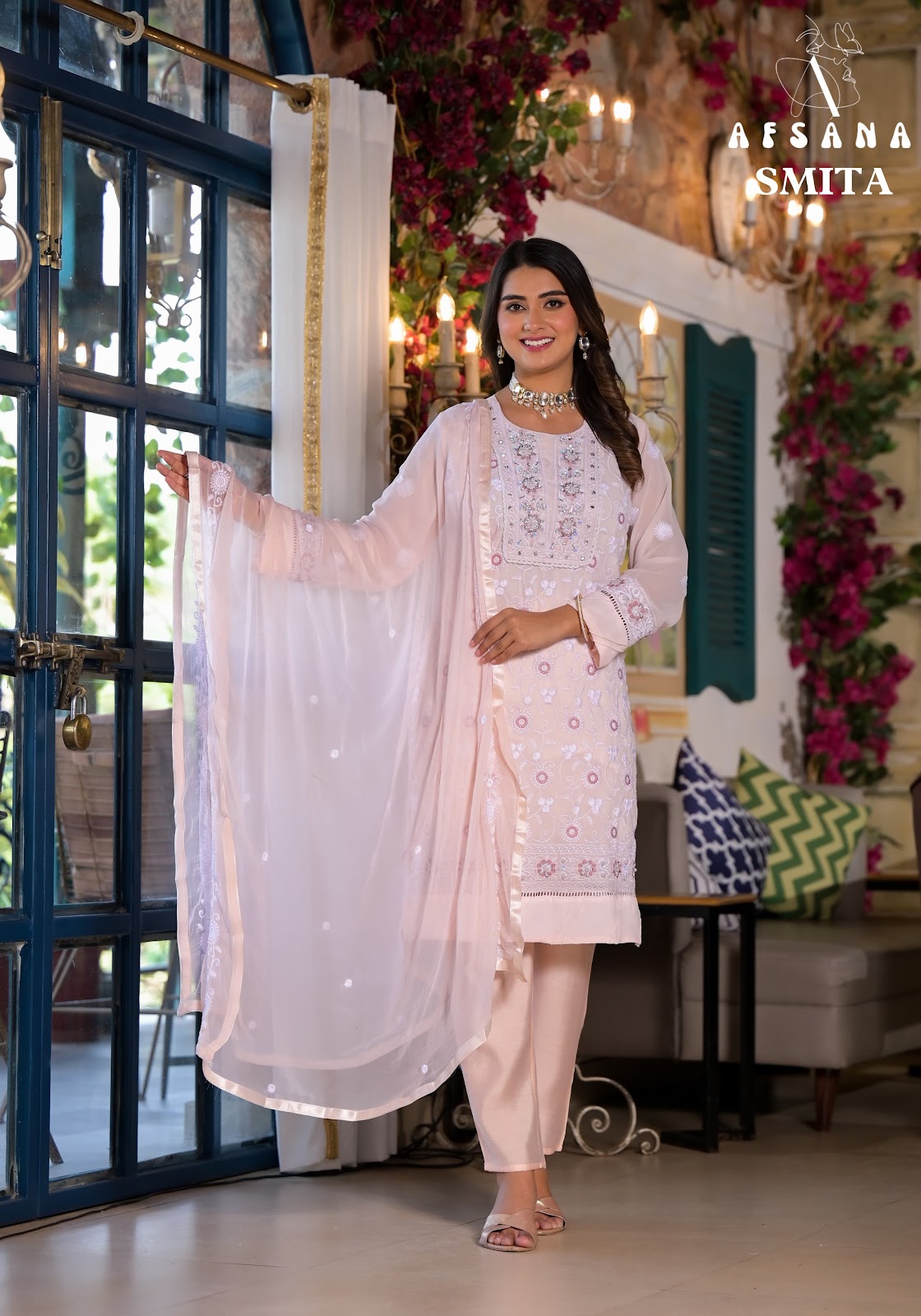 Smita Afsana Fox Georgette Readymade Pant Style Suits