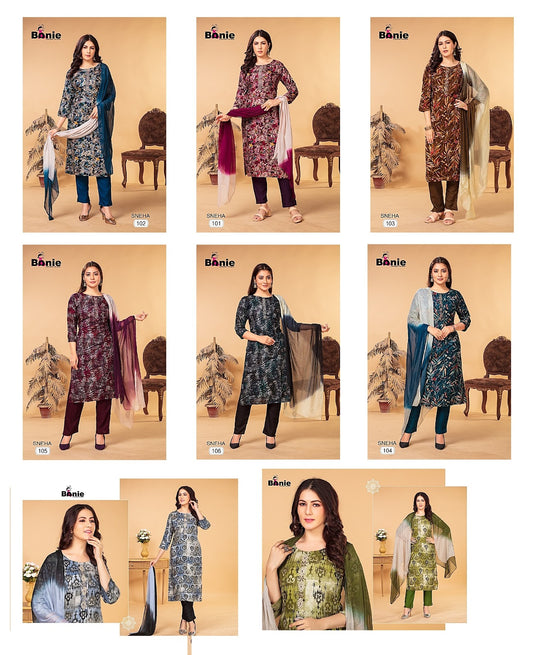 Sneha Bonie Rayon Readymade Pant Style Suits