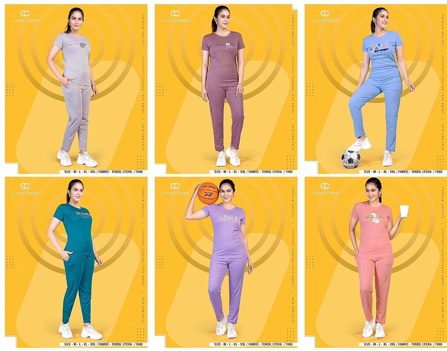 Th-80 Classic Candy Lycra Tencil Pyjama Night Suits
