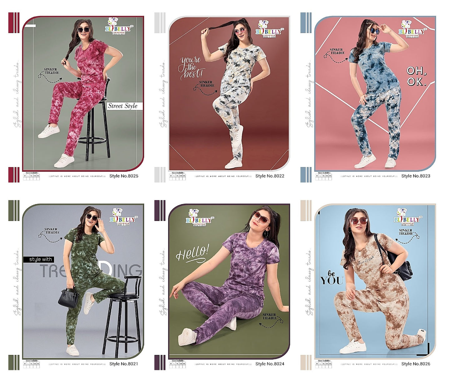 Tie-Die-2301 Belly Sinker Pyjama Night Suits