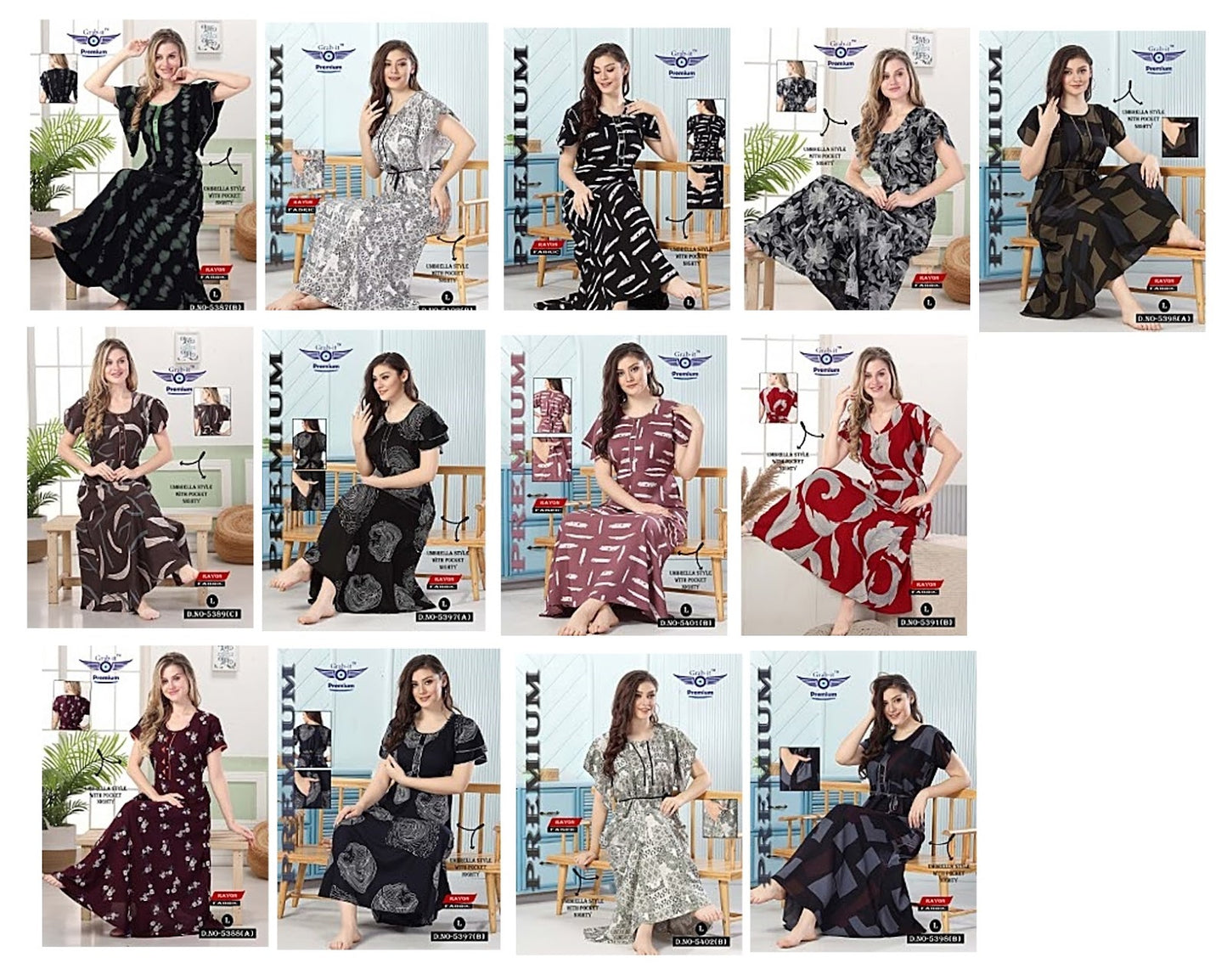 Umbrella-1301 Grab It Rayon Night Gowns
