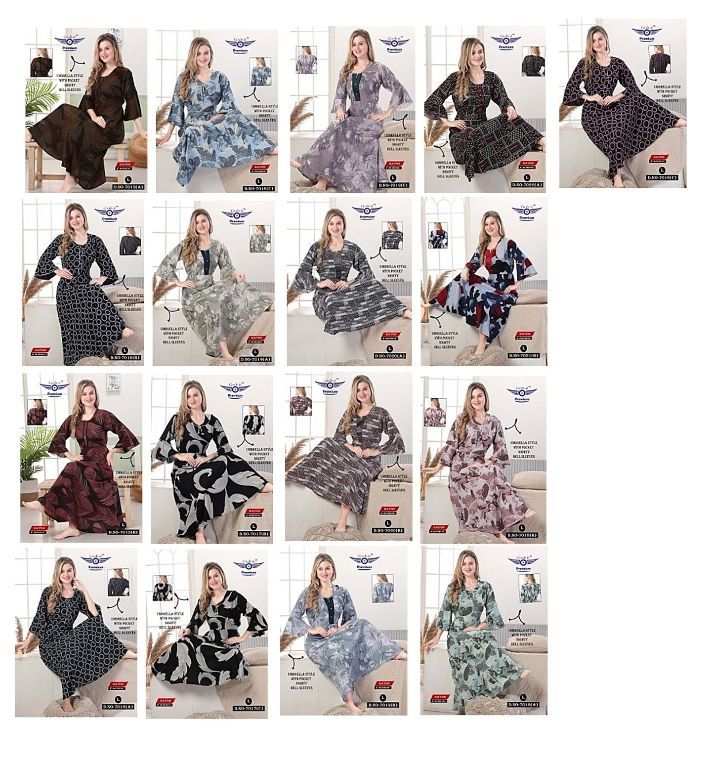 Umbrella 2111 Grab It Rayon Night Gowns