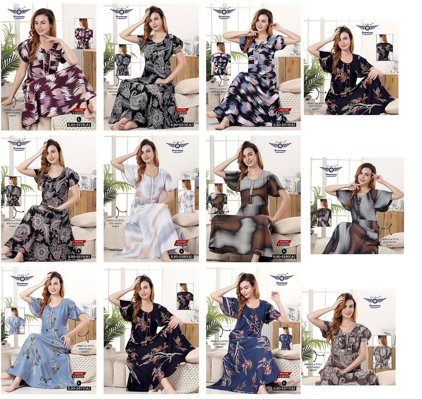 Umbrella Style Grab It Rayon Night Gowns