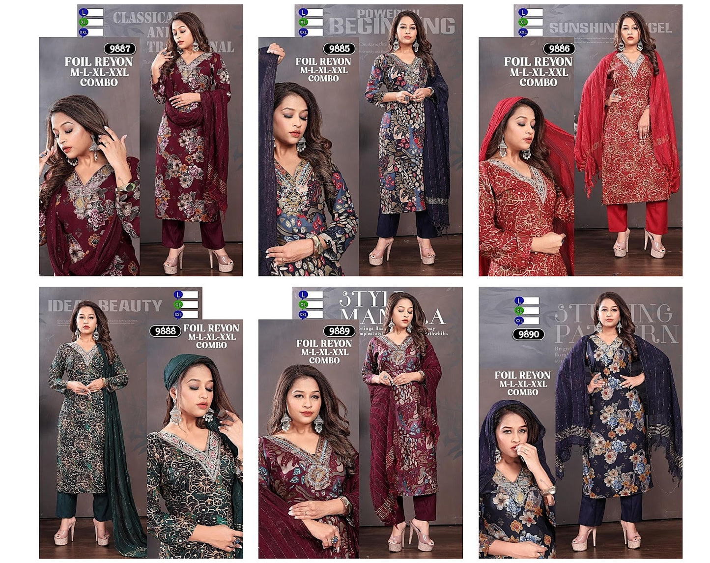 V Neck-0502 Mmc Rayon Foil Readymade Pant Style Suits