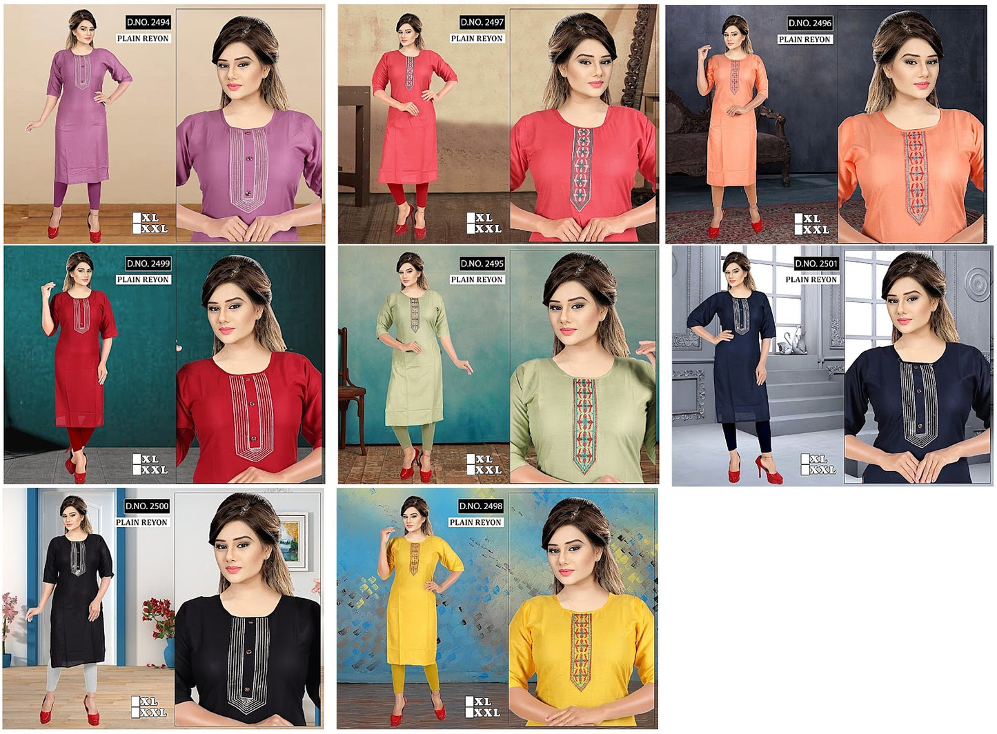 Vanshi Trahul Rayon Straight Cut Kurtis