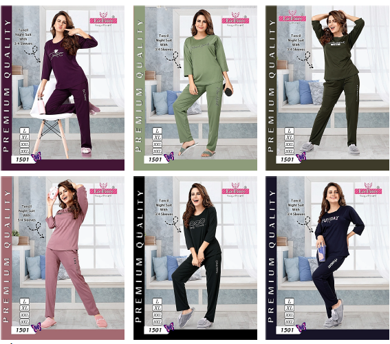 Vol 1501 La Fairy Tencil Pyjama Night Suits