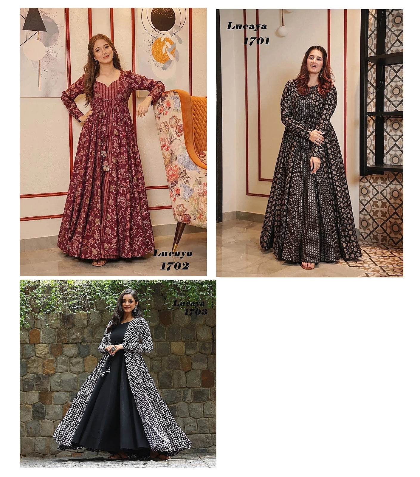 Vol 17 Lucaya Muslin One Piece Gown – Kavya Style Plus