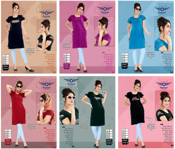 Vol 2100 A Grab It Knee Length Kurtis