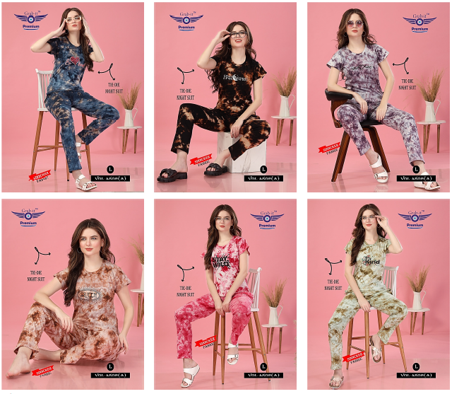 Vol 4502 A Grab It Tie Die Pyjama Night Suits