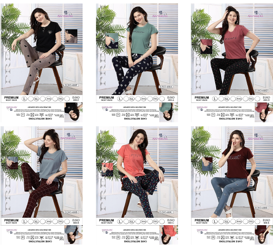 Vol 488 Kavyansika Cotton Pyjama Night Suits