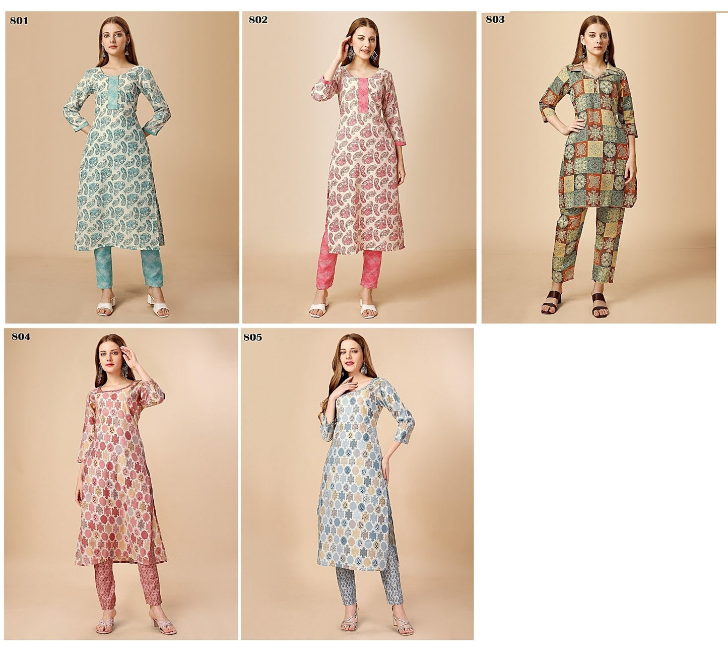 Vol 8 801 To 805 Beriston Cotton Kurti Pant Set
