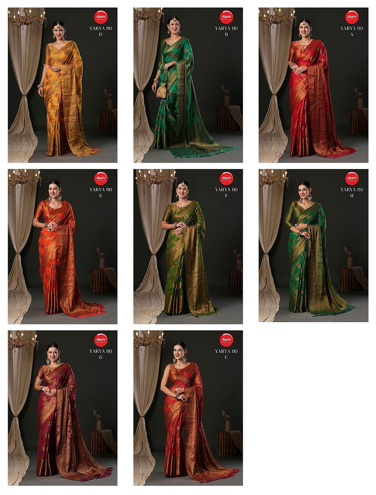 Yarya-110 Apple Organza Sarees