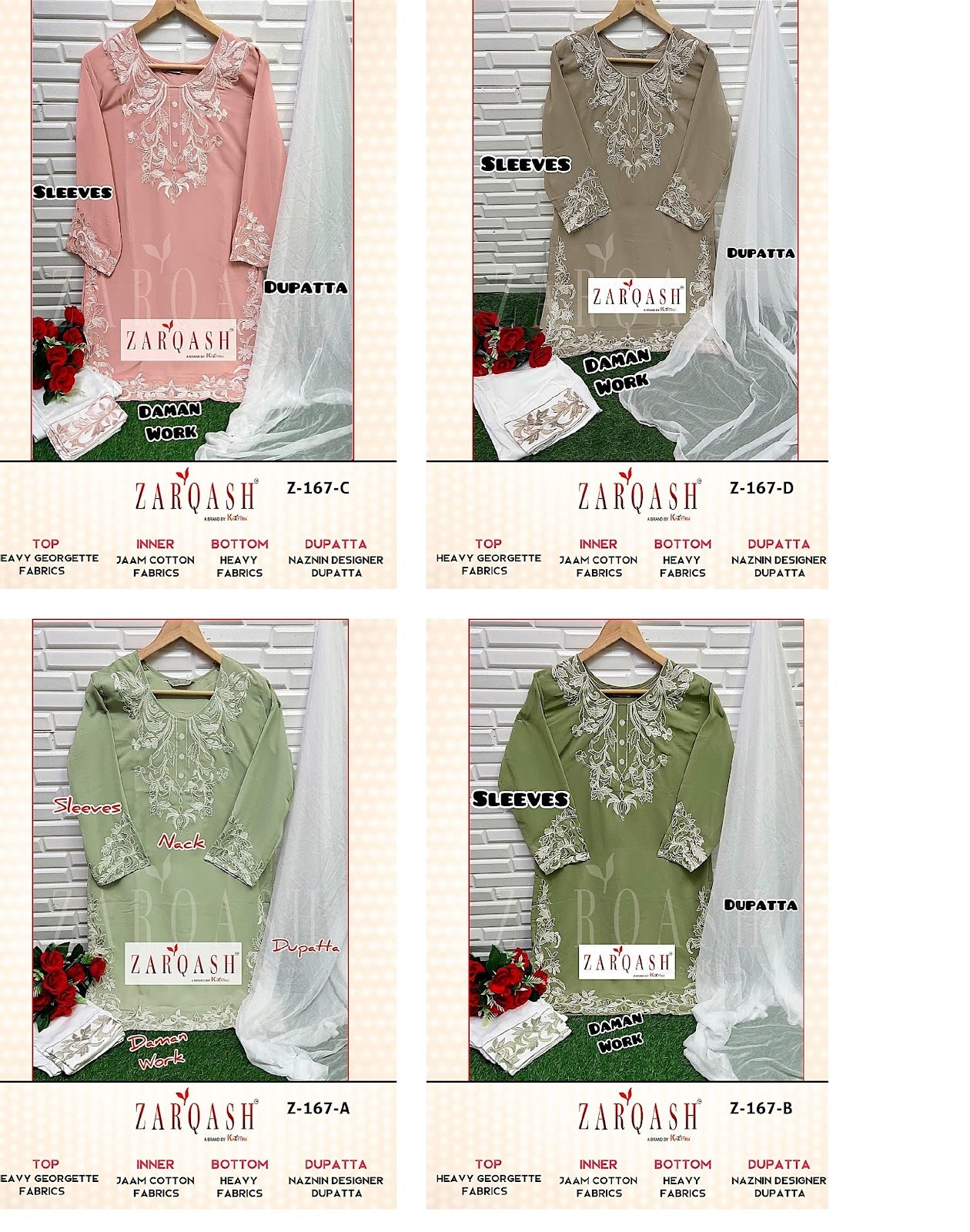 Z-167 Zarqash Georgette Pakistani Readymade Suits