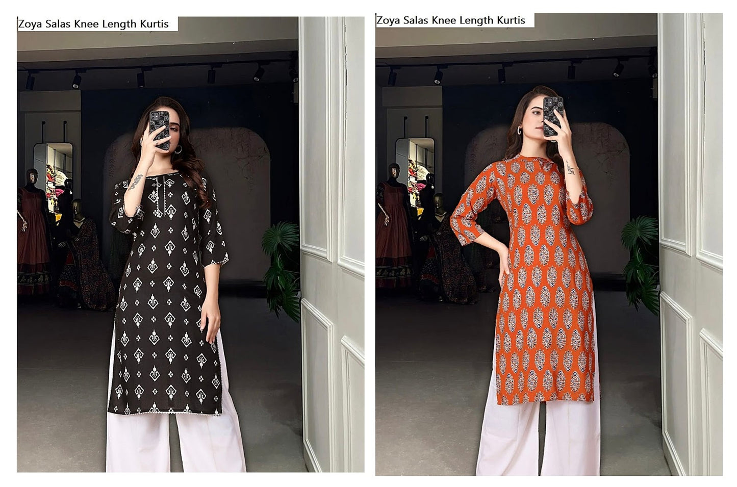 Zoya Salas Rayon Slub Knee Length Kurtis