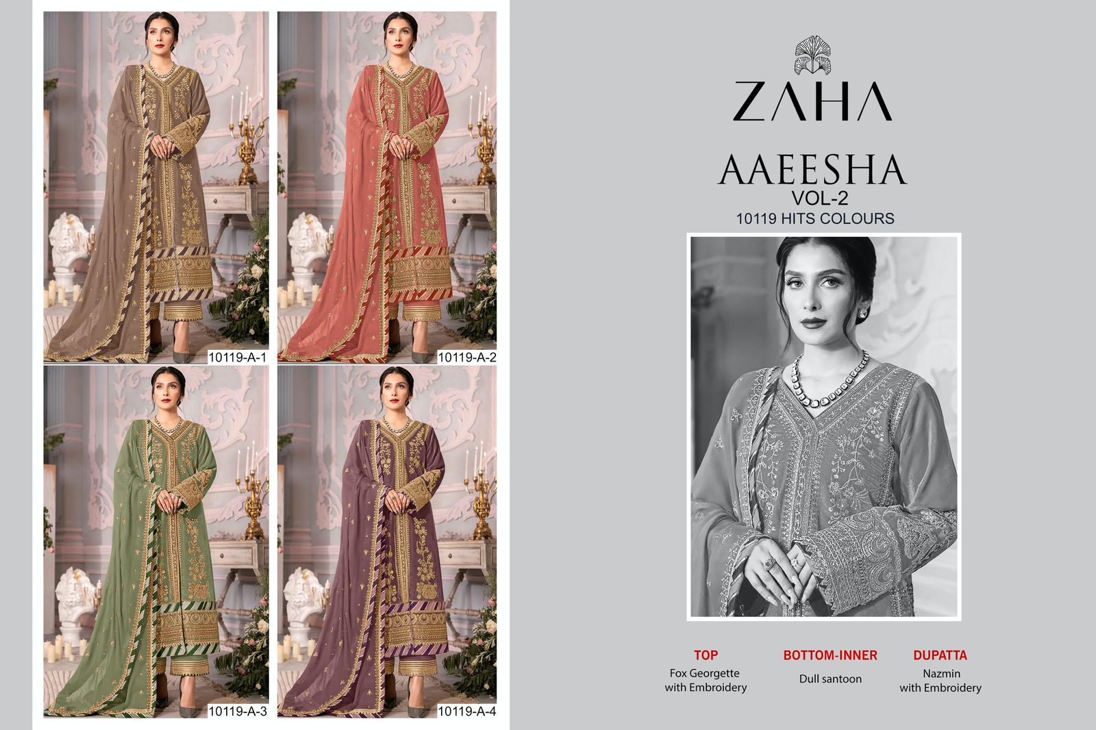 Zaha 10119 F Party Wear Style Designer Pakistani Suit Wholasaler