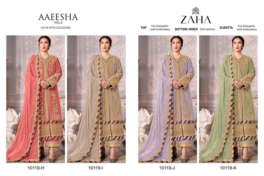 Aaeesha Vol 2 10119 Hijk Zaha Georgette Pakistani Salwar Suits