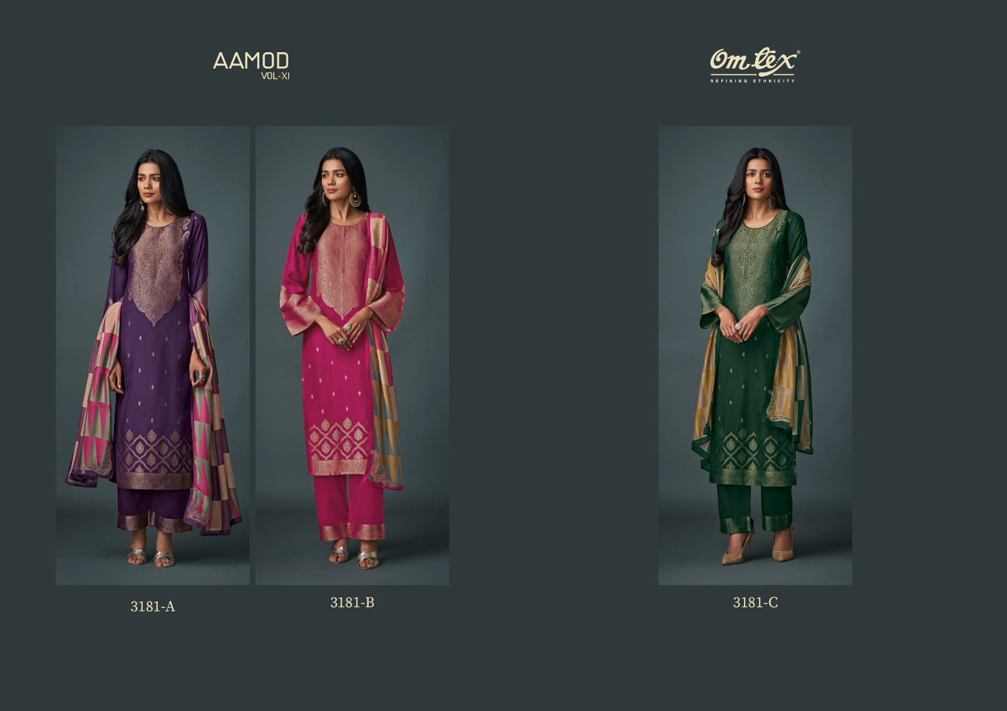 Aamod Xl Omtex Muslin Plazzo Style Suits