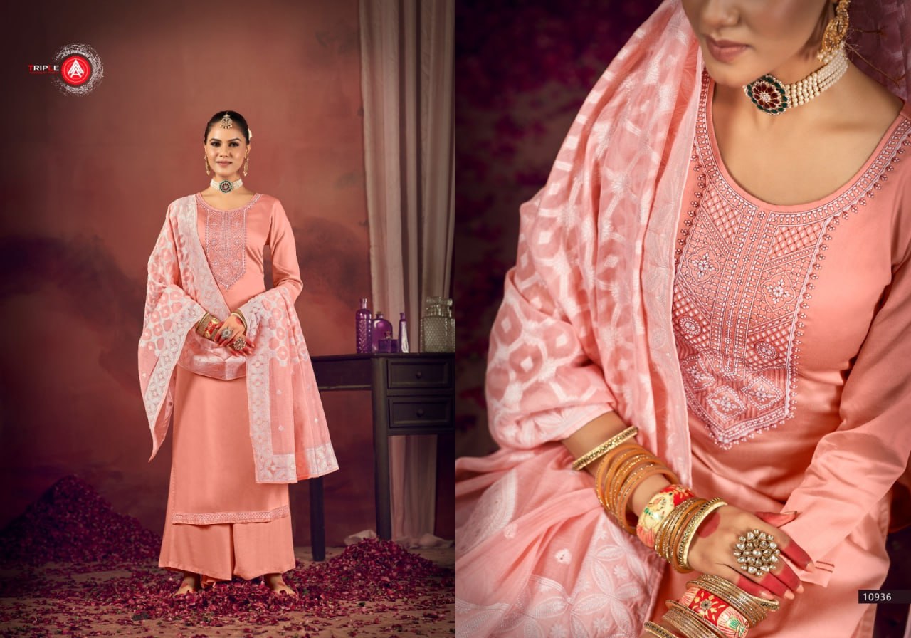 Aas Vol 3 Triple Aaa Jam Silk Plazzo Style Suits