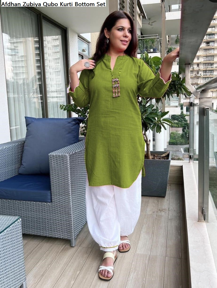 Afdhan Zubiya Qubo Cotton Kurti Bottom Set