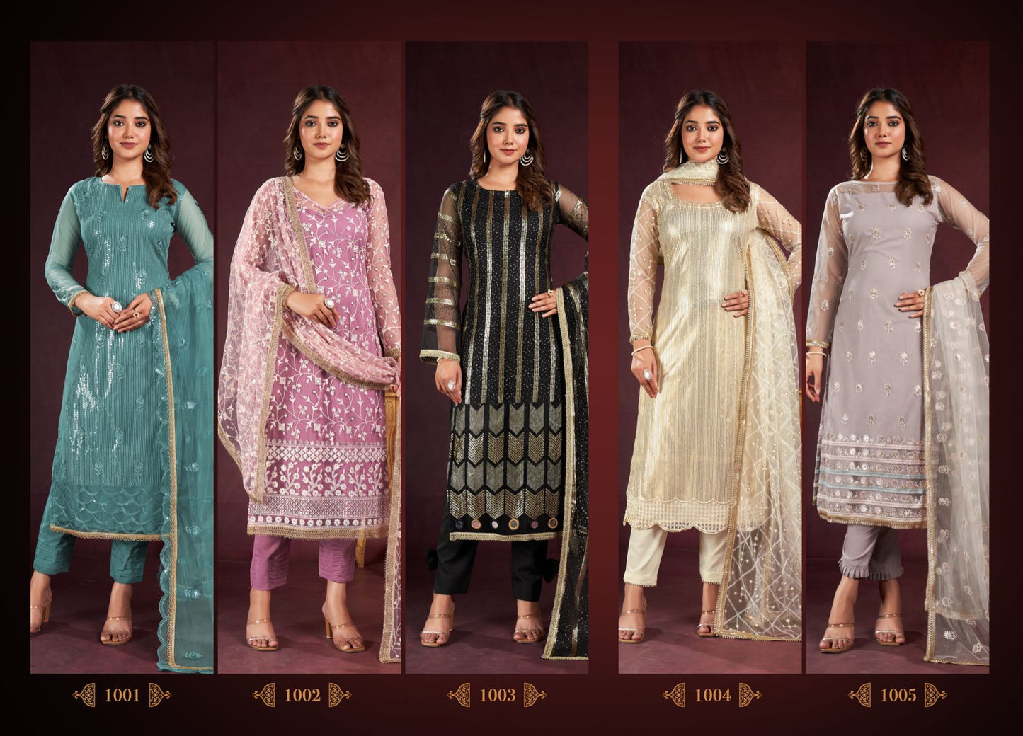 Afiyah Narayani Fashion House Butterfly Net Pant Style Suits