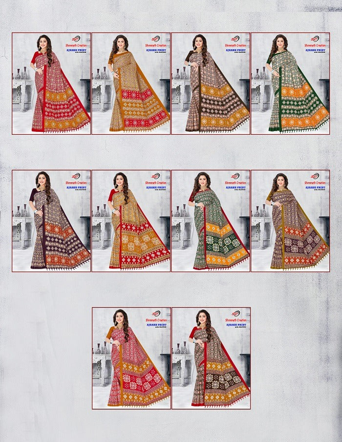 Ajarakh Print Vol-1 Sc Cotton Sarees