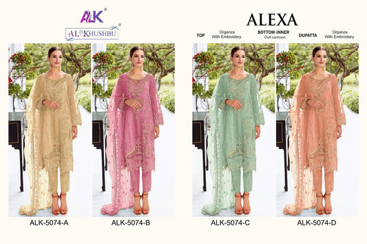 Alexa Vol 1 5074 Alk Organza Pakistani Salwar Suits